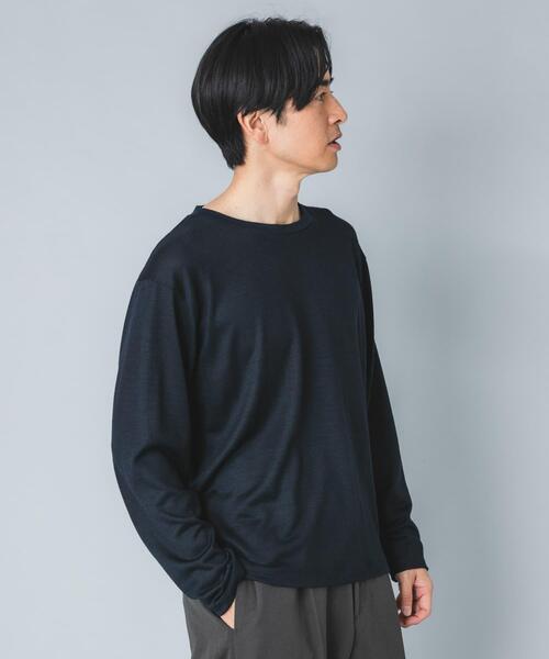 URBAN RESEARCH ROSSO MEN(アーバンリサーチロッソメン)の「『マシンウォッシャブル』『XLサイズあり』ハイクオリティウールロンT(Tシャツ/カットソー・メンズ・ネイビー/グレー系その他/ブラック・X-LARGE/LARGE/MEDIUM)」の9枚目の写真