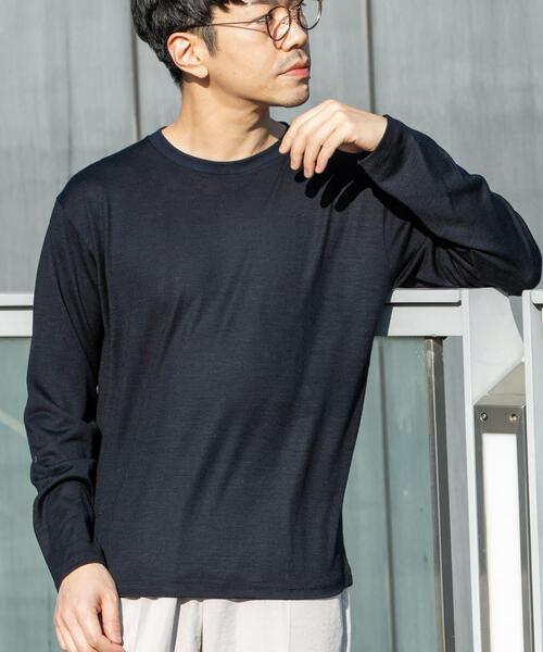 URBAN RESEARCH ROSSO MEN(アーバンリサーチロッソメン)の「『マシンウォッシャブル』『XLサイズあり』ハイクオリティウールロンT(Tシャツ/カットソー・メンズ・ネイビー/グレー系その他/ブラック・X-LARGE/LARGE/MEDIUM)」の13枚目の写真
