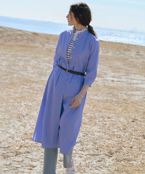 J.PRESS(ジェイプレス)の「【WEB限定】SOFT TC ストレッチ シャツ ワンピース(ワンピース・レディース・ブルー系・T15/T13)」の2枚目の写真
