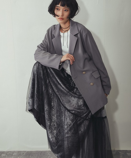 ANOTHER S（アナザーエス）の「ラメチュールロングスカート（スカート・レディース・ブラック・M）」の2枚目の写真