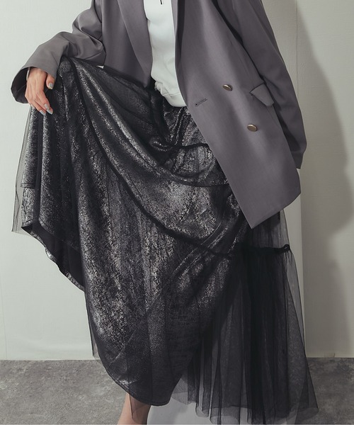 ANOTHER S（アナザーエス）の「ラメチュールロングスカート（スカート・レディース・ブラック・M）」の19枚目の写真