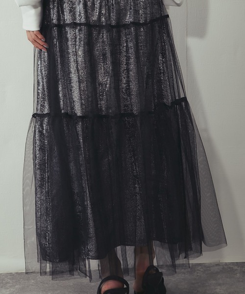 ANOTHER S（アナザーエス）の「ラメチュールロングスカート（スカート・レディース・ブラック・M）」の17枚目の写真