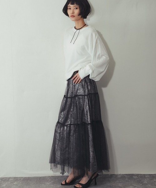 ANOTHER S（アナザーエス）の「ラメチュールロングスカート（スカート・レディース・ブラック・M）」の20枚目の写真