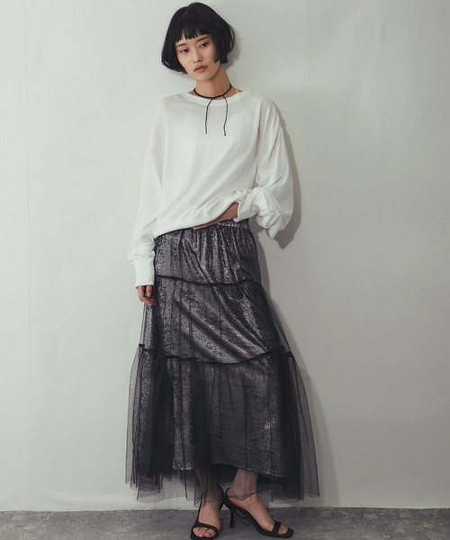 ANOTHER S（アナザーエス）の「ラメチュールロングスカート（スカート・レディース・ブラック・M）」の14枚目の写真