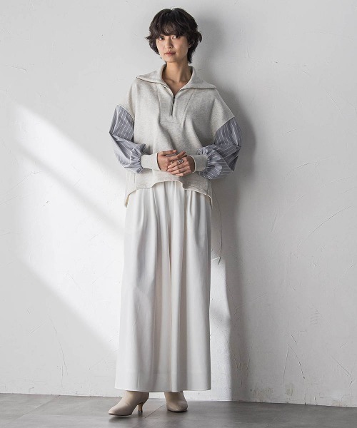 MAYSON GREY(メイソングレイ)の「ストライプスリーブハーフジッププルオーバー≪手洗い可能≫(Tシャツ/カットソー・レディース・オフホワイト/ネイビー・M)」の9枚目の写真