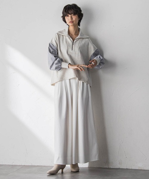 MAYSON GREY(メイソングレイ)の「ストライプスリーブハーフジッププルオーバー≪手洗い可能≫(Tシャツ/カットソー・レディース・オフホワイト/ネイビー・M)」の11枚目の写真