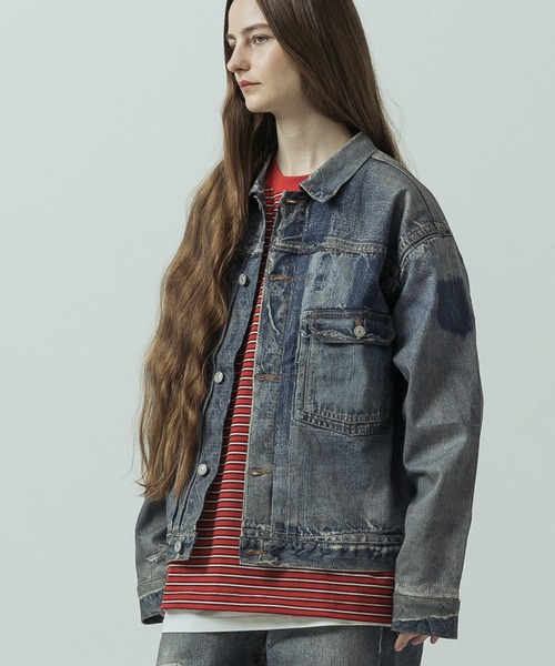 SLICK(スリック)の「【SLICK/スリック】Trompe-l'oeil Denim 1st Type Tracker Jacket/トロンプロイユ1STタイプデニムジャケット/ヴィンテージ/プリントデニム(デニムジャケット・メンズ・インディゴブルー・1/3/2)」の3枚目の写真