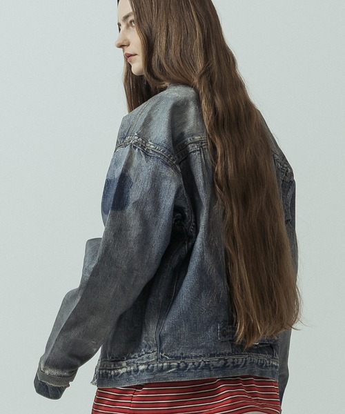 SLICK(スリック)の「【SLICK/スリック】Trompe-l'oeil Denim 1st Type Tracker Jacket/トロンプロイユ1STタイプデニムジャケット/ヴィンテージ/プリントデニム(デニムジャケット・メンズ・インディゴブルー・1/3/2)」の5枚目の写真