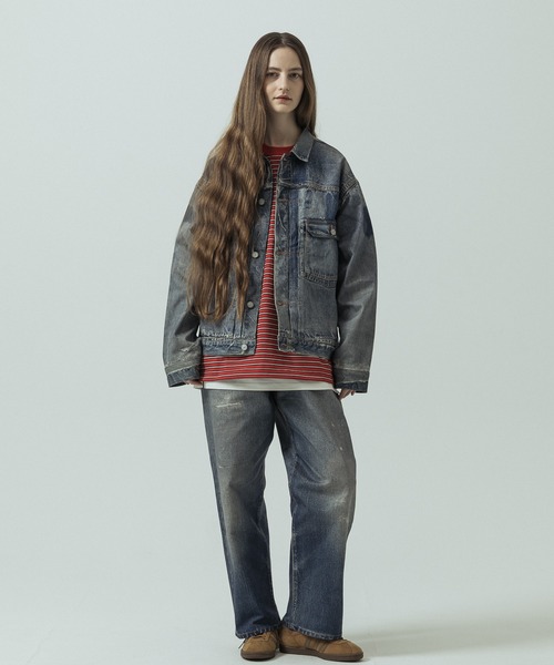 SLICK(スリック)の「【SLICK/スリック】Trompe-l'oeil Denim 1st Type Tracker Jacket/トロンプロイユ1STタイプデニムジャケット/ヴィンテージ/プリントデニム(デニムジャケット・メンズ・インディゴブルー・1/3/2)」の6枚目の写真