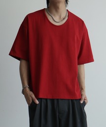 【welise/ウェライズ】シルケットライクスムースコットン ボクシーショート UネックTシャツ/接触冷感 UVカット