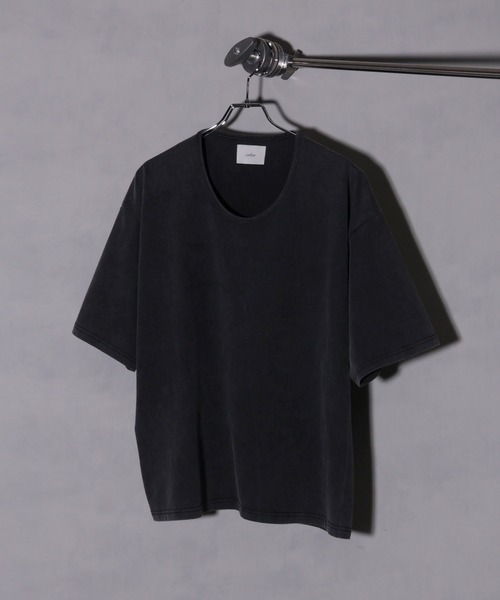 welise(ウェライズ)の「【welise/ウェライズ】シルケットライクスムースコットン ボクシーショート UネックTシャツ/接触冷感 UVカット(Tシャツ/カットソー・メンズ・ブルー/ブラック系その他/ブラック/ホワイト・L/M/S)」の7枚目の写真