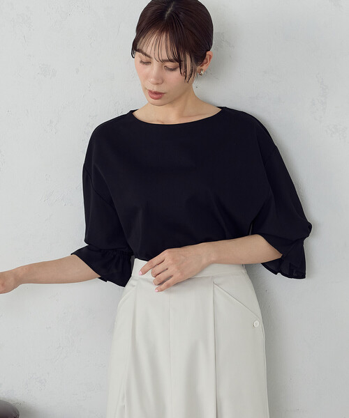 COMME CA ISM(コムサイズム)の「【接触冷感】キャンディスリーブ カットソー(Tシャツ/カットソー・レディース・ホワイト/サックスブルー/ブラック・LARGE/MEDIUM)」の2枚目の写真