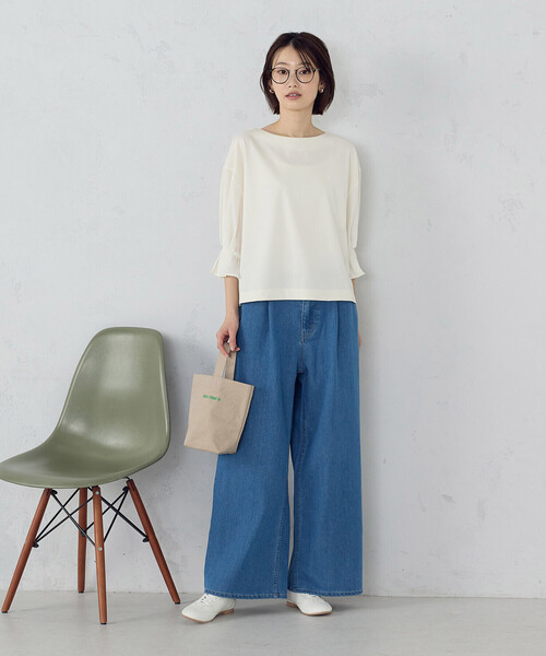 COMME CA ISM(コムサイズム)の「【接触冷感】キャンディスリーブ カットソー(Tシャツ/カットソー・レディース・ホワイト/サックスブルー/ブラック・LARGE/MEDIUM)」の4枚目の写真