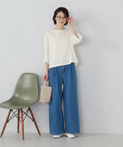 COMME CA ISM(コムサイズム)の「【接触冷感】キャンディスリーブ カットソー(Tシャツ/カットソー・レディース・ホワイト/サックスブルー/ブラック・LARGE/MEDIUM)」の5枚目の写真