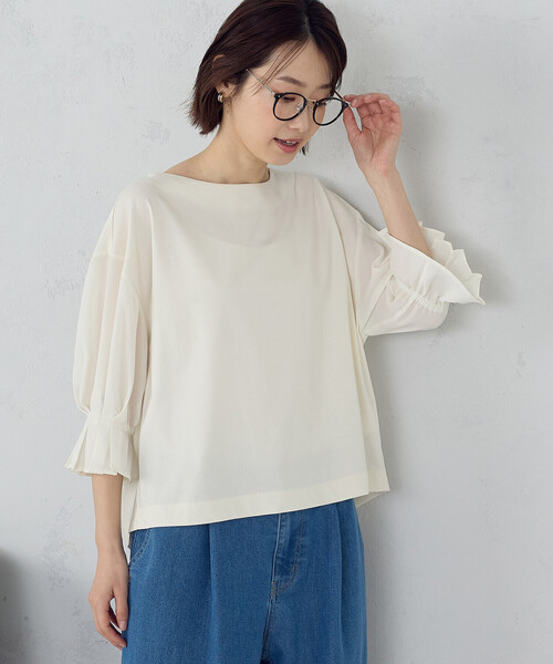 COMME CA ISM(コムサイズム)の「【接触冷感】キャンディスリーブ カットソー(Tシャツ/カットソー・レディース・ホワイト/サックスブルー/ブラック・LARGE/MEDIUM)」の6枚目の写真
