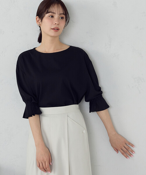 COMME CA ISM(コムサイズム)の「【接触冷感】キャンディスリーブ カットソー(Tシャツ/カットソー・レディース・ホワイト/サックスブルー/ブラック・LARGE/MEDIUM)」の9枚目の写真