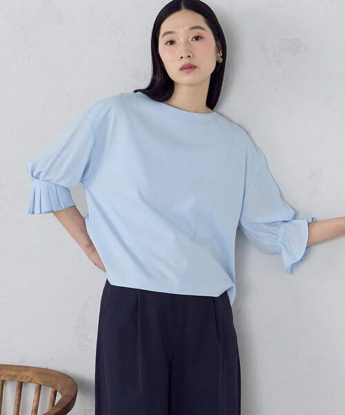 COMME CA ISM(コムサイズム)の「【接触冷感】キャンディスリーブ カットソー(Tシャツ/カットソー・レディース・ホワイト/サックスブルー/ブラック・LARGE/MEDIUM)」の13枚目の写真