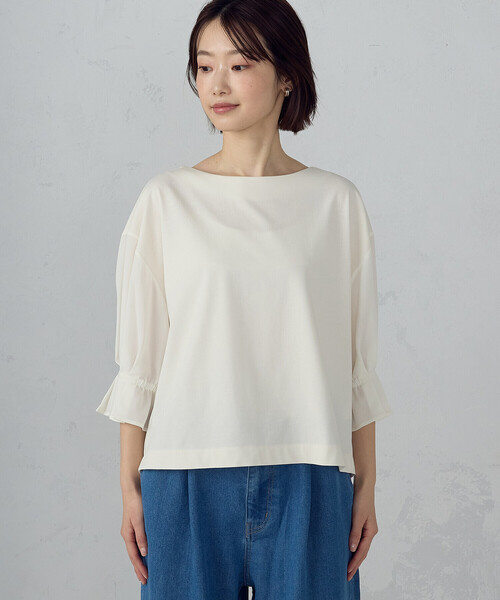 COMME CA ISM(コムサイズム)の「【接触冷感】キャンディスリーブ カットソー(Tシャツ/カットソー・レディース・ホワイト/サックスブルー/ブラック・LARGE/MEDIUM)」の15枚目の写真