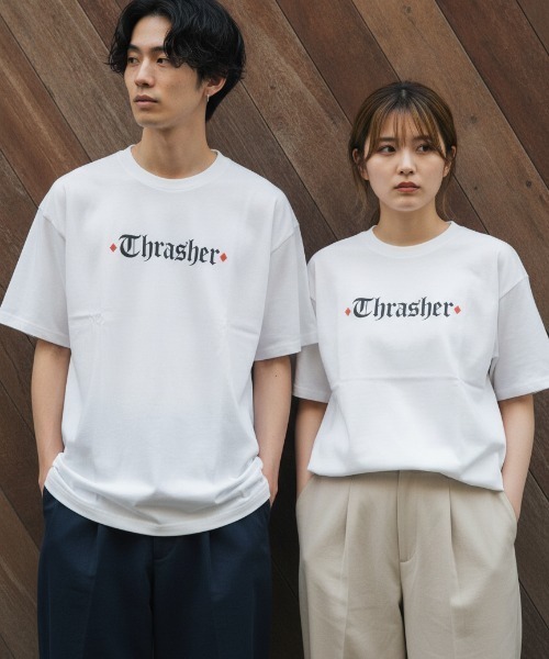 THRASHER（スラッシャー）の「SPITFIRE THE END OATH S/S T-SHIRTS/THRASHER スラッシャー バックプリント 半袖Tシャツ スケーター ストリートユニセックス（Tシャツ/カットソー・メンズ・ホワイト/ブラック・MEDIUM/LARGE/X-LARGE）」の2枚目の写真