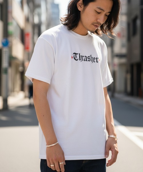 THRASHER（スラッシャー）の「SPITFIRE THE END OATH S/S T-SHIRTS/THRASHER スラッシャー バックプリント 半袖Tシャツ スケーター ストリートユニセックス（Tシャツ/カットソー・メンズ・ホワイト/ブラック・MEDIUM/LARGE/X-LARGE）」の5枚目の写真
