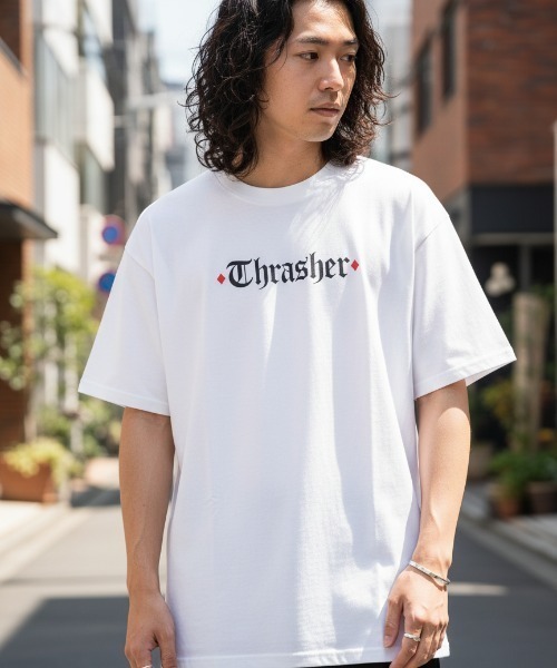 THRASHER（スラッシャー）の「SPITFIRE THE END OATH S/S T-SHIRTS/THRASHER スラッシャー バックプリント 半袖Tシャツ スケーター ストリートユニセックス（Tシャツ/カットソー・メンズ・ホワイト/ブラック・MEDIUM/LARGE/X-LARGE）」の4枚目の写真