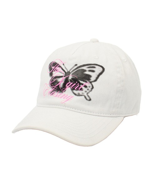 X-girl(エックスガール)の「BUTTERFLY SCRIPT LOGO 6PANEL CAP(キャップ・レディース・ホワイト/ブラック・ONE SIZE)」の7枚目の写真