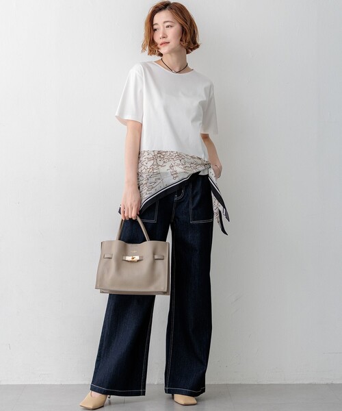 23区(ニジュウサンク)の「スカーフコンビジャージー ウエストデザイン カットソー(Tシャツ/カットソー・レディース・ブラック系5/ダークブラウン系5/ホワイト系5・38/40)」の7枚目の写真