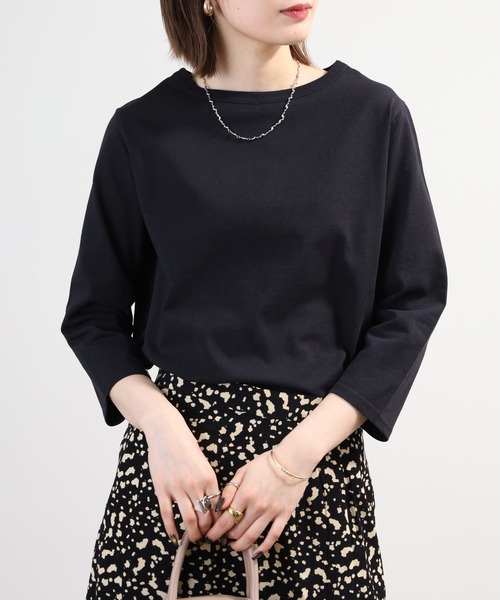 SO(エスオー)の「七分袖カットソー(Tシャツ/カットソー・レディース・ホワイト×ネイビー/ホワイト/ホワイト×ブラック/ホワイト×ブルー/ブラック/ホワイト×グレー/パープル系その他・F)」の2枚目の写真