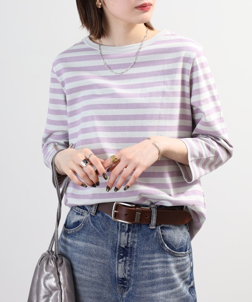 SO(エスオー)の「七分袖カットソー(Tシャツ/カットソー・レディース・ホワイト×ネイビー/ホワイト/ホワイト×ブラック/ホワイト×ブルー/ブラック/ホワイト×グレー/パープル系その他・F)」の12枚目の写真