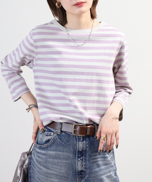SO(エスオー)の「七分袖カットソー(Tシャツ/カットソー・レディース・ホワイト×ネイビー/ホワイト/ホワイト×ブラック/ホワイト×ブルー/ブラック/ホワイト×グレー/パープル系その他・F)」の14枚目の写真