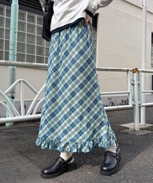 CIAOPANIC | バイヤスチェックシアーIライン裾フリルスカート(スカート)