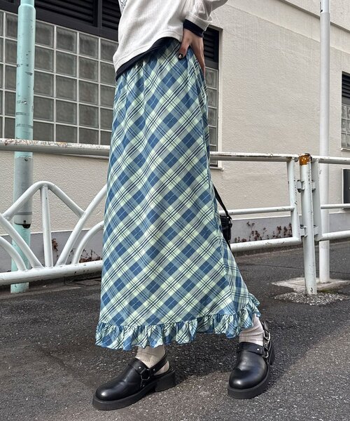 CIAOPANIC（チャオパニック）の「バイヤスチェックシアーIライン裾フリルスカート（スカート・レディース・ピンク/グリーン/アイボリー・ONE SIZE）」の18枚目の写真