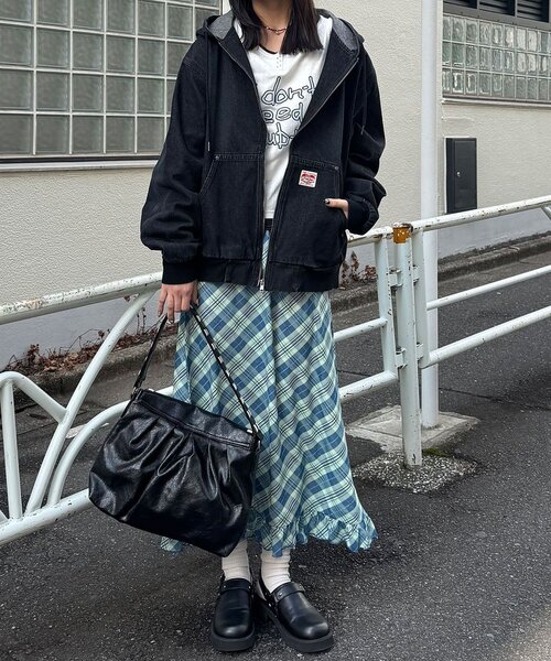 CIAOPANIC（チャオパニック）の「バイヤスチェックシアーIライン裾フリルスカート（スカート・レディース・ピンク/グリーン/アイボリー・ONE SIZE）」の11枚目の写真