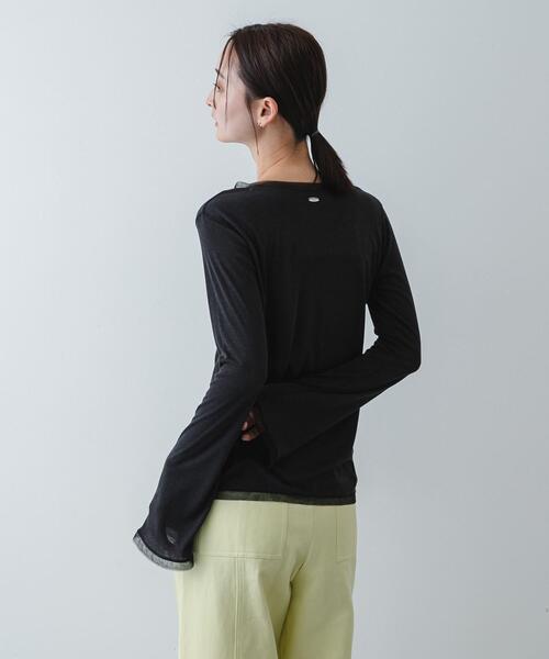 SENSE OF PLACE by URBAN RESEARCH（センスオブプレイスバイアーバンリサーチ）の「チュールシアーレイヤードカットカーディガン（カーディガン/ボレロ・レディース・チャコールグレー/ライトブルー/アイボリー・ONE）」の7枚目の写真