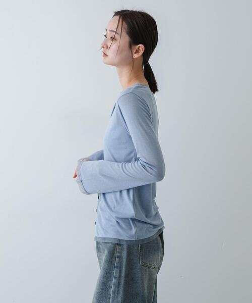 SENSE OF PLACE by URBAN RESEARCH（センスオブプレイスバイアーバンリサーチ）の「チュールシアーレイヤードカットカーディガン（カーディガン/ボレロ・レディース・チャコールグレー/ライトブルー/アイボリー・ONE）」の14枚目の写真