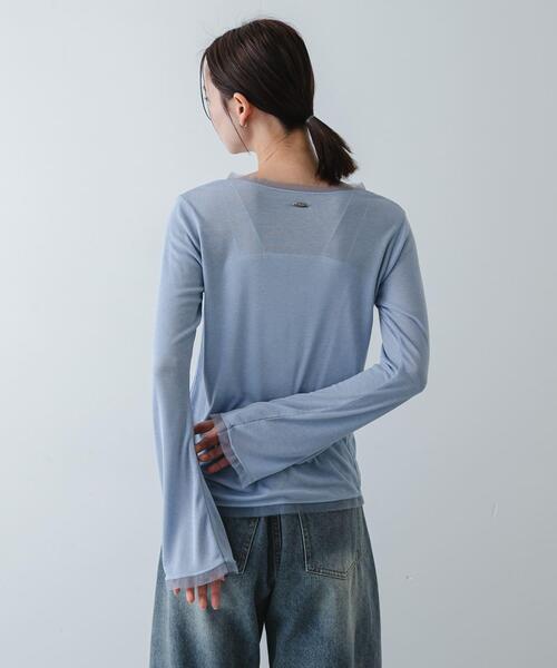 SENSE OF PLACE by URBAN RESEARCH（センスオブプレイスバイアーバンリサーチ）の「チュールシアーレイヤードカットカーディガン（カーディガン/ボレロ・レディース・チャコールグレー/ライトブルー/アイボリー・ONE）」の15枚目の写真