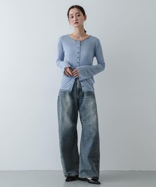 SENSE OF PLACE by URBAN RESEARCH（センスオブプレイスバイアーバンリサーチ）の「チュールシアーレイヤードカットカーディガン（カーディガン/ボレロ・レディース・チャコールグレー/ライトブルー/アイボリー・ONE）」の16枚目の写真