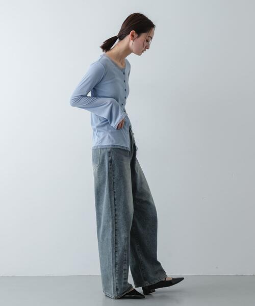 SENSE OF PLACE by URBAN RESEARCH（センスオブプレイスバイアーバンリサーチ）の「チュールシアーレイヤードカットカーディガン（カーディガン/ボレロ・レディース・チャコールグレー/ライトブルー/アイボリー・ONE）」の17枚目の写真