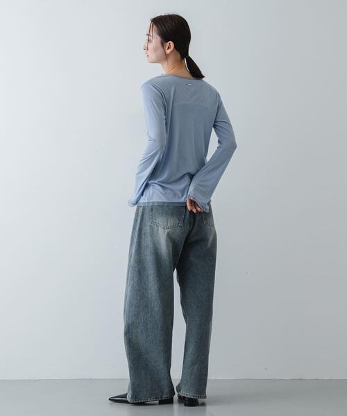 SENSE OF PLACE by URBAN RESEARCH（センスオブプレイスバイアーバンリサーチ）の「チュールシアーレイヤードカットカーディガン（カーディガン/ボレロ・レディース・チャコールグレー/ライトブルー/アイボリー・ONE）」の18枚目の写真