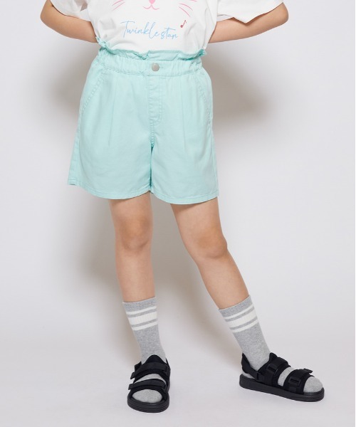 Right-on(ライトオン)の「VIVIAN BLUE(ヴィヴィアンブルー)ウエストフリルショートパンツ(その他パンツ・キッズ・ライラック/ブラック/ライム/ライトインディゴブルー/ダークインディゴブルー/ダークグレー・110/120/130/140/150/160)」の3枚目の写真