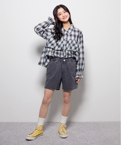Right-on(ライトオン)の「VIVIAN BLUE(ヴィヴィアンブルー)ウエストフリルショートパンツ(その他パンツ・キッズ・ライラック/ブラック/ライム/ライトインディゴブルー/ダークインディゴブルー/ダークグレー・110/120/130/140/150/160)」の17枚目の写真