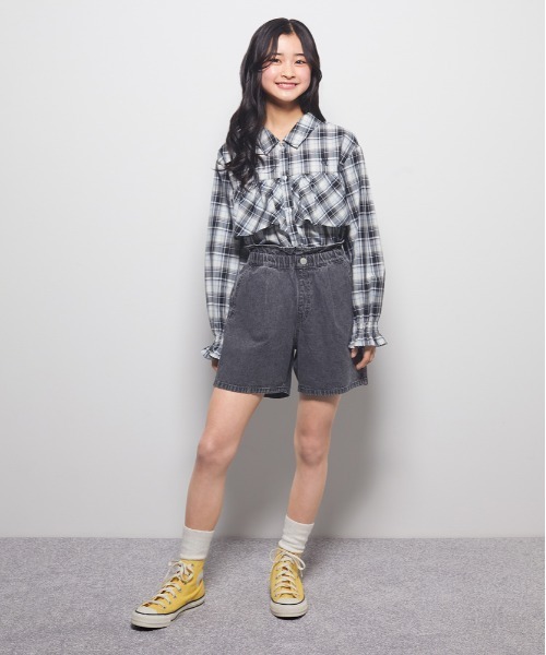 Right-on(ライトオン)の「VIVIAN BLUE(ヴィヴィアンブルー)ウエストフリルショートパンツ(その他パンツ・キッズ・ライラック/ブラック/ライム/ライトインディゴブルー/ダークインディゴブルー/ダークグレー・110/120/130/140/150/160)」の18枚目の写真