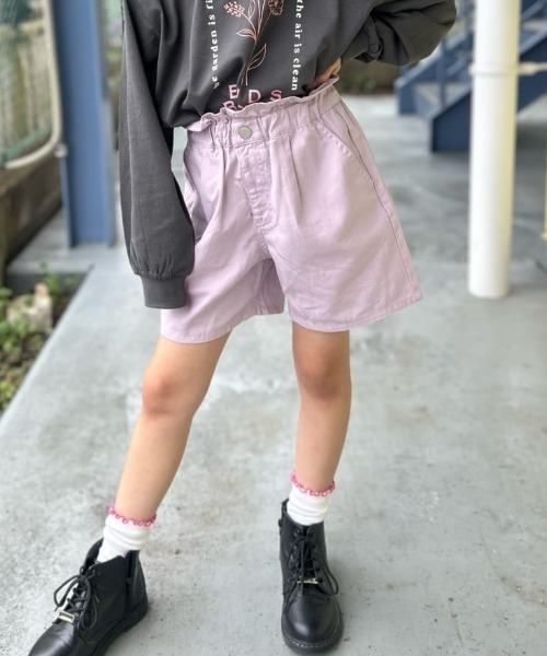Right-on(ライトオン)の「VIVIAN BLUE(ヴィヴィアンブルー)ウエストフリルショートパンツ(その他パンツ・キッズ・ライラック/ブラック/ライム/ライトインディゴブルー/ダークインディゴブルー/ダークグレー・110/120/130/140/150/160)」の8枚目の写真