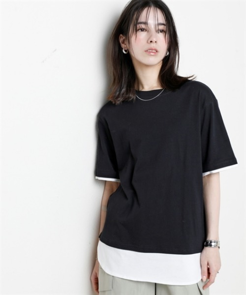 nissen(ニッセン)の「綿100%汗染みしにくい5分袖重ね着風チュニック<大きいサイズ有>(その他トップス・レディース・カーキ/ブラック/グレー系/ネイビー・3L/LL/L/M/S)」の8枚目の写真