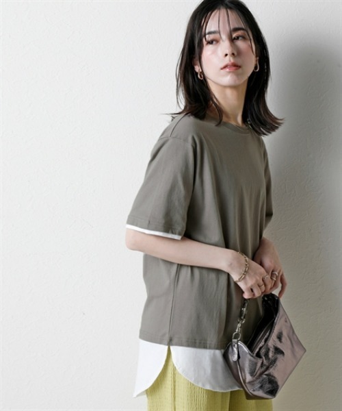 nissen(ニッセン)の「綿100%汗染みしにくい5分袖重ね着風チュニック<大きいサイズ有>(その他トップス・レディース・カーキ/ブラック/グレー系/ネイビー・3L/LL/L/M/S)」の12枚目の写真