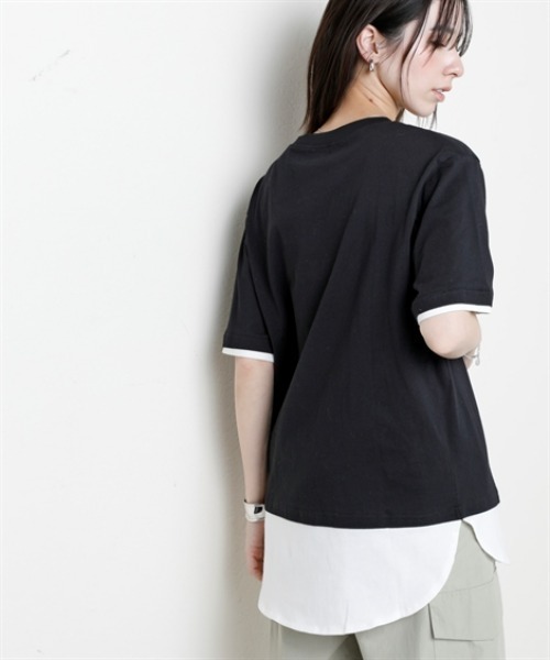 nissen(ニッセン)の「綿100%汗染みしにくい5分袖重ね着風チュニック<大きいサイズ有>(その他トップス・レディース・カーキ/ブラック/グレー系/ネイビー・3L/LL/L/M/S)」の10枚目の写真