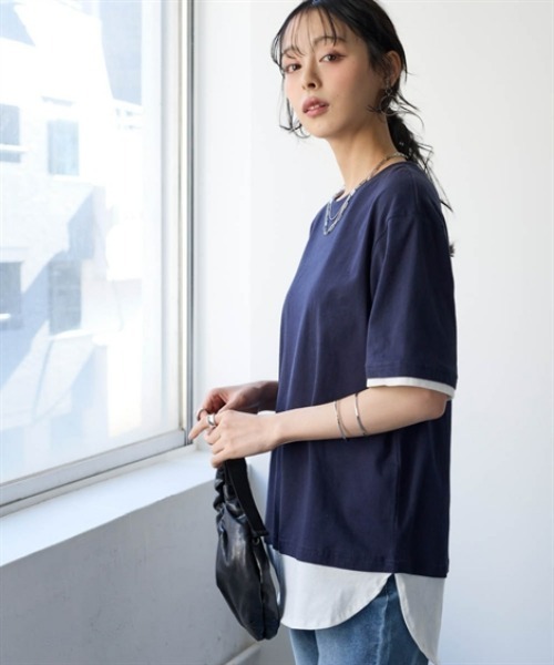 nissen(ニッセン)の「綿100%汗染みしにくい5分袖重ね着風チュニック<大きいサイズ有>(その他トップス・レディース・カーキ/ブラック/グレー系/ネイビー・3L/LL/L/M/S)」の16枚目の写真