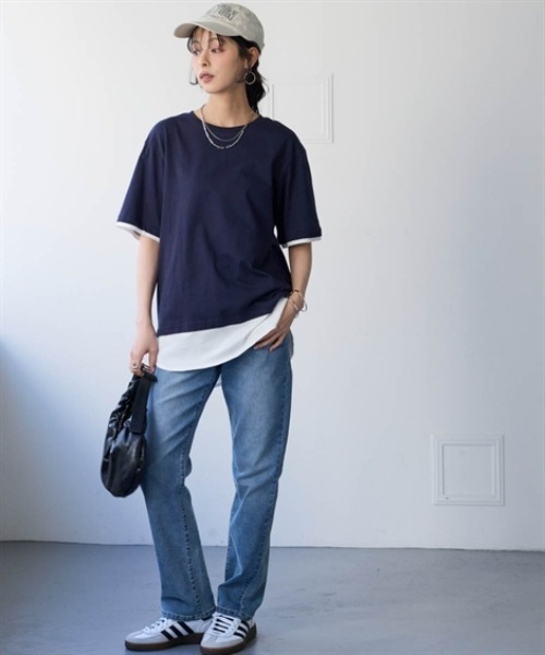 nissen(ニッセン)の「綿100%汗染みしにくい5分袖重ね着風チュニック<大きいサイズ有>(その他トップス・レディース・カーキ/ブラック/グレー系/ネイビー・3L/LL/L/M/S)」の17枚目の写真