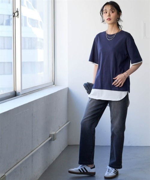 nissen(ニッセン)の「綿100%汗染みしにくい5分袖重ね着風チュニック<大きいサイズ有>(その他トップス・レディース・カーキ/ブラック/グレー系/ネイビー・3L/LL/L/M/S)」の18枚目の写真