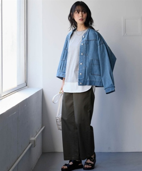 nissen(ニッセン)の「綿100%汗染みしにくい5分袖重ね着風チュニック<大きいサイズ有>(その他トップス・レディース・カーキ/ブラック/グレー系/ネイビー・3L/LL/L/M/S)」の20枚目の写真